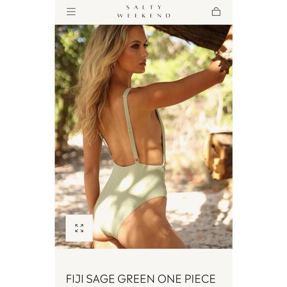 Salty Weekend Fiji Sage Green One Piece Swimsuit Size Large - Picture 3 of 11